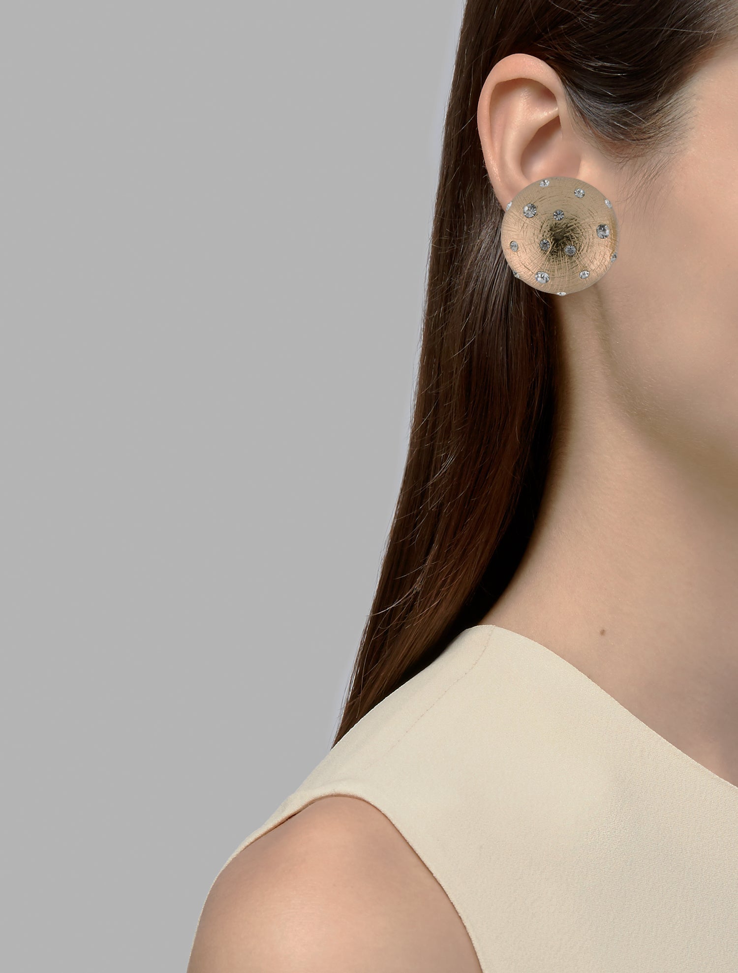 Christian Dior Vintage Crystal Domed Clip-On Earrings